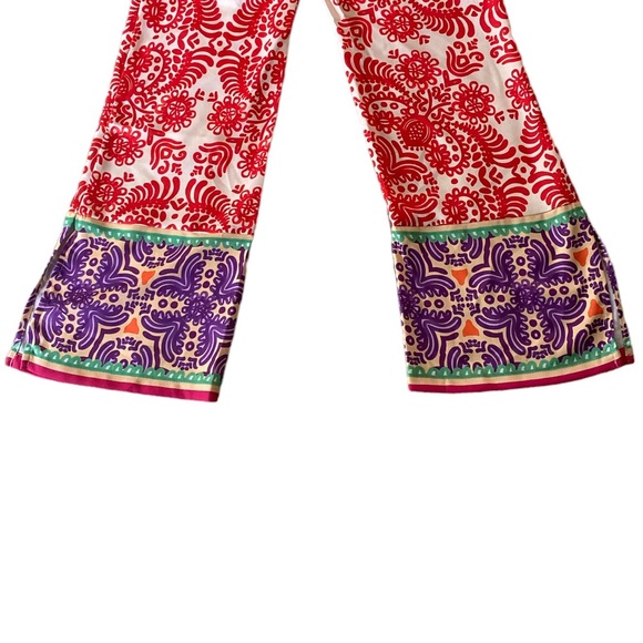 NWT Zara Orange & Purple Printed Wide Flared Leg Pajama Style Pants - S - Picture 9 of 14